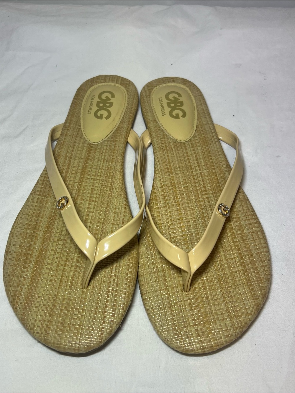 GBG Los Angeles Cream Braided Flip Flop Sandals